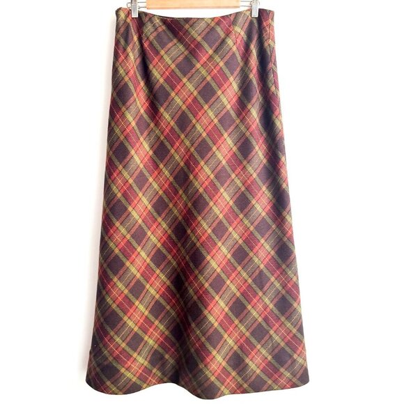 Willie Smith Wool Plaid A line Maxi Skirt M - Picture 2 of 4